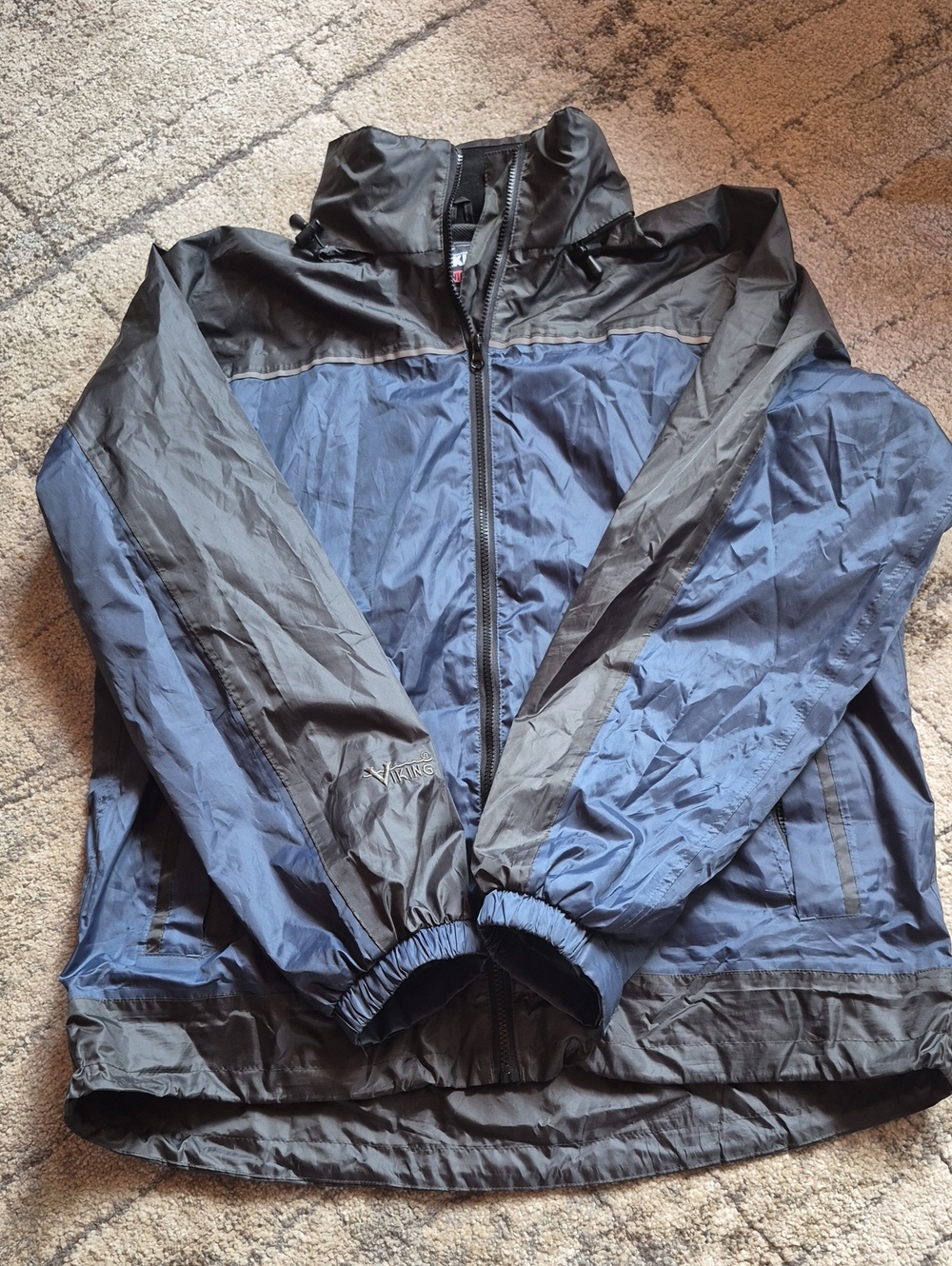 Men's Navy and Black Windbreaker Jacket